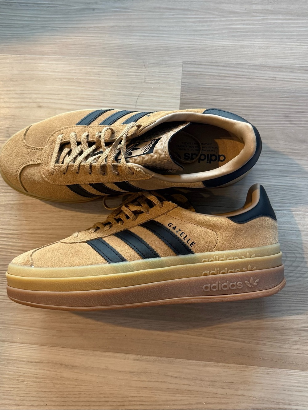 adidas Gazelle women’s Suede Sneakers in Tan with Black Stripes